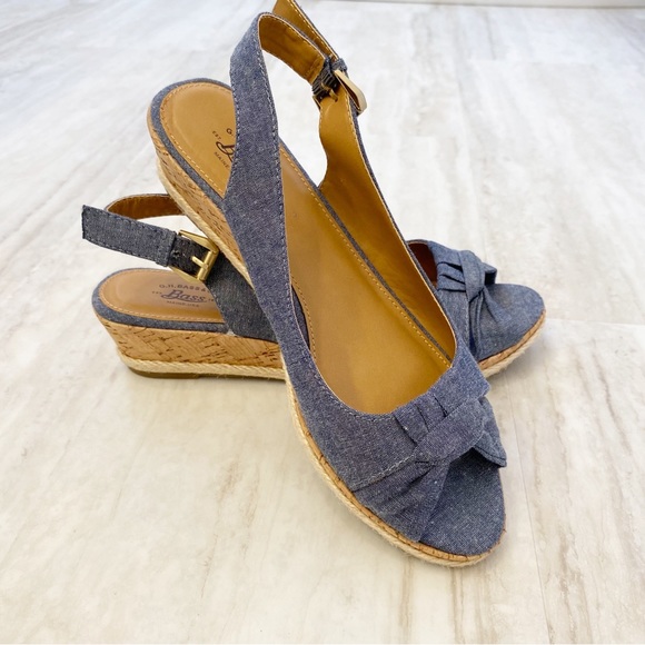 Bass Christy Denim Wedges Sandals Size 6.5 - Picture 8 of 13